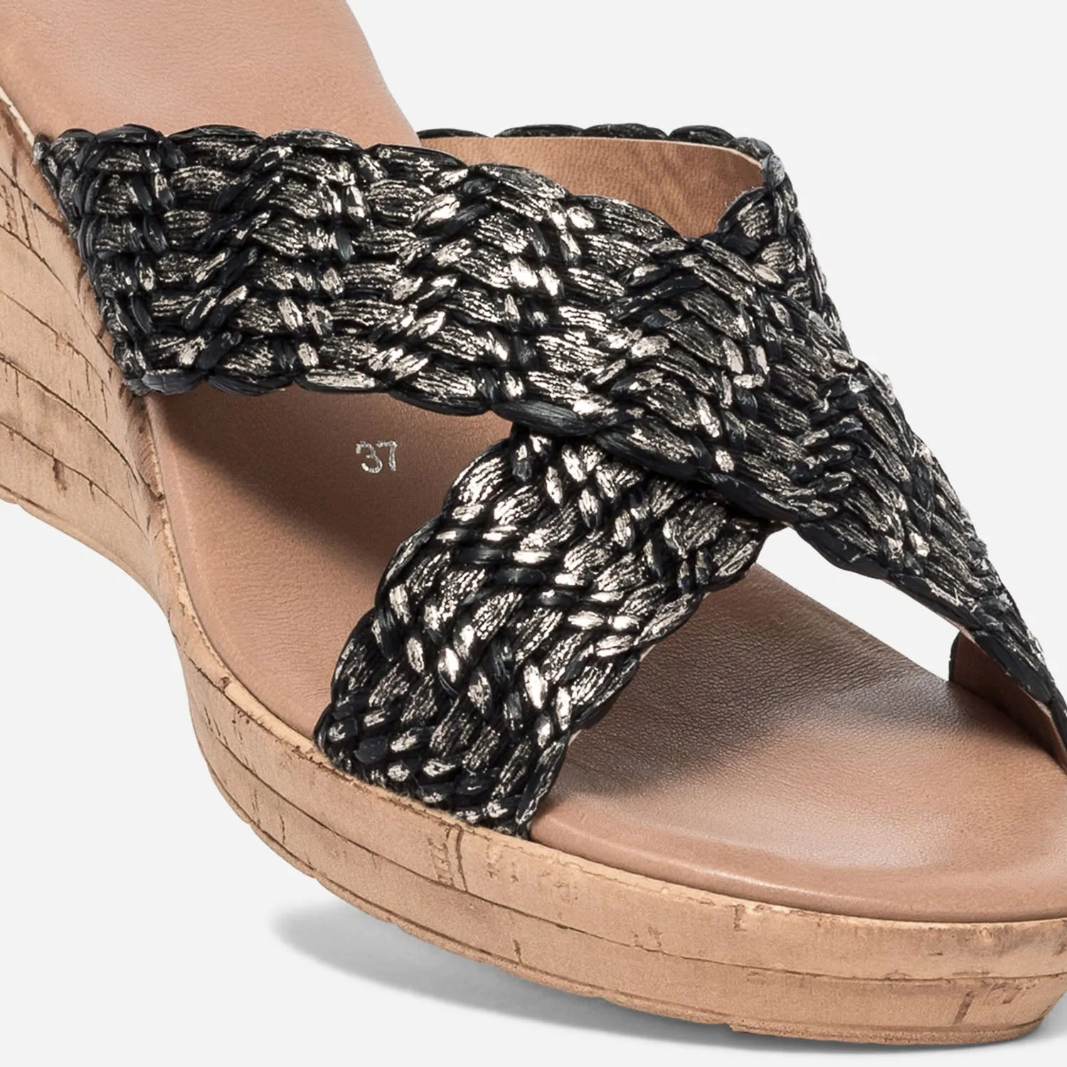 Mule à brides noires et or - Mules / Tongs Femme | ERAM