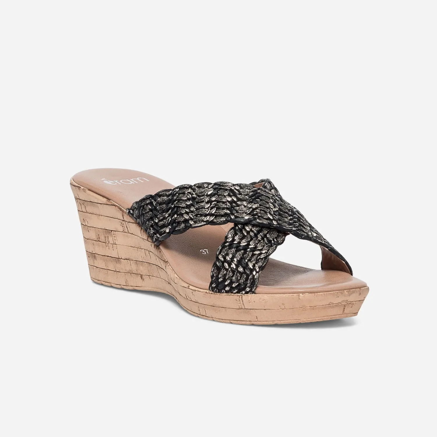 Mule à brides noires et or - Mules / Tongs Femme | ERAM